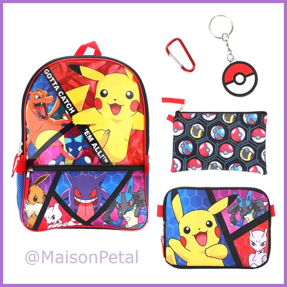 Polyester Backpack Set with Mesh Pockets and Utility Cases